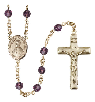 14 Karat Gold-Filled 6mm Austrian Crystal Saint Andre Bessette Rosary in Amethyst