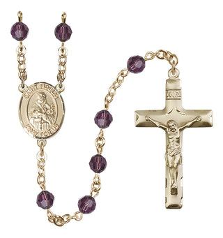 14 Karat Gold-Filled 6mm Austrian Crystal Saint Fidelis Rosary in Amethyst