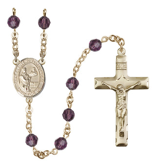 14 Karat Gold-Filled 6mm Austrian Crystal Saint Claude de la Colombiere Rosary in Amethyst