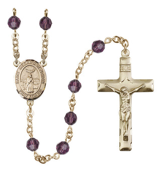 14 Karat Gold-Filled 6mm Austrian Crystal Saint Medard of Noyon Rosary in Amethyst