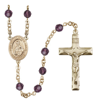 14 Karat Gold-Filled 6mm Austrian Crystal Saint Edmund of East Anglia Rosary in Amethyst