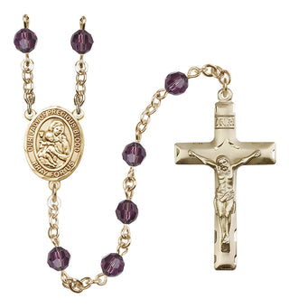 14 Karat Gold-Filled 6mm Austrian Crystal Our Lady of the Precious Blood Rosary in Amethyst
