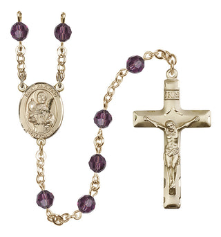 14 Karat Gold 6mm Austrian Crystal Saint Raymond Nonnatus Rosary in Amethyst