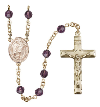 14 Karat Gold 6mm Austrian Crystal San Martin Caballero Rosary in Amethyst