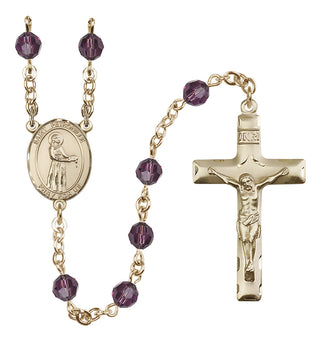 14 Karat Gold 6mm Austrian Crystal Saint Petronille Rosary in Amethyst