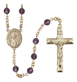 14 Karat Gold 6mm Austrian Crystal Saint John of the Cross Rosary in Amethyst