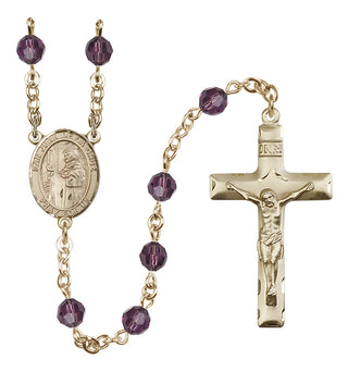 14 Karat Gold 6mm Austrian Crystal San Juan de la Cruz Rosary in Amethyst