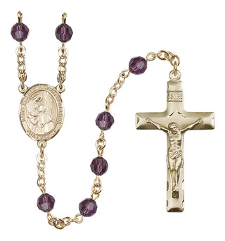 14 Karat Gold 6mm Austrian Crystal Saint Elizabeth of the Visitation Rosary in Amethyst