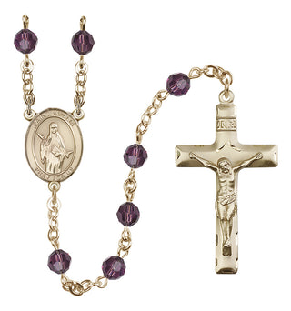 14 Karat Gold 6mm Austrian Crystal Saint Amelia Rosary in Amethyst
