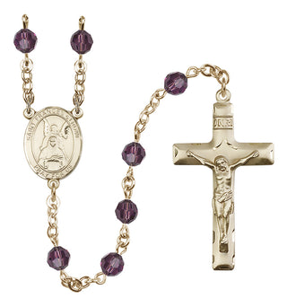 14 Karat Gold 6mm Austrian Crystal Saint Frances of Rome Rosary in Amethyst