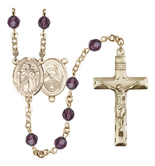 14 Karat Gold 6mm Austrian Crystal Divine Mercy Rosary in Amethyst