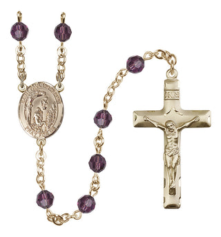 14 Karat Gold 6mm Austrian Crystal Saint Paul the Hermit Rosary in Amethyst