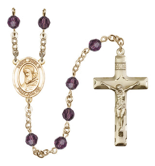 14 Karat Gold 6mm Austrian Crystal Pope Pius V Rosary in Amethyst