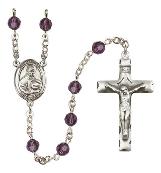 Sterling Silver 6mm Austrian Crystal Saint Albert the Great Rosary in Amethyst