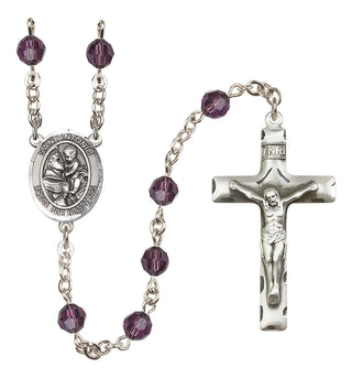 Sterling Silver 6mm Austrian Crystal San Antonio Rosary in Amethyst