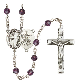 Sterling Silver 6mm Austrian Crystal Saint Brendan the Navigator/Navy Rosary in Amethyst