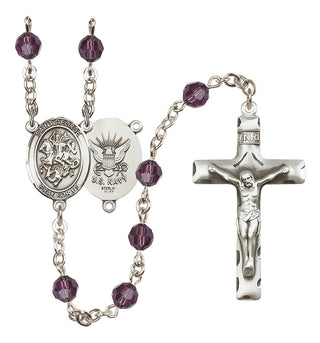 Sterling Silver 6mm Saint George / Navy Rosary