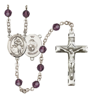 Sterling Silver 6mm Austrian Crystal Saint Joan of Arc / Marines Rosary in Amethyst