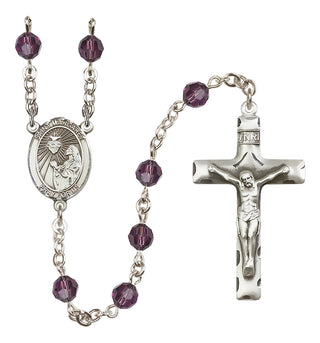 Sterling Silver 6mm Austrian Crystal Saint Margaret Mary Alacoque Rosary in Amethyst
