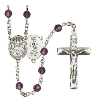 Sterling Silver 6mm Austrian Crystal Scapular Rosary in Amethyst