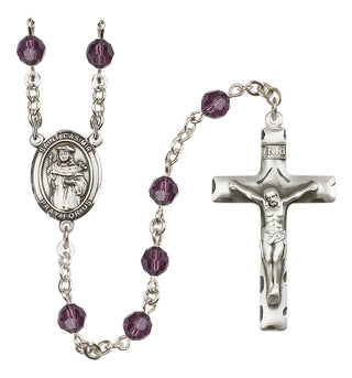 Sterling Silver 6mm Austrian Crystal Saint Casimir of Poland Rosary in Amethyst