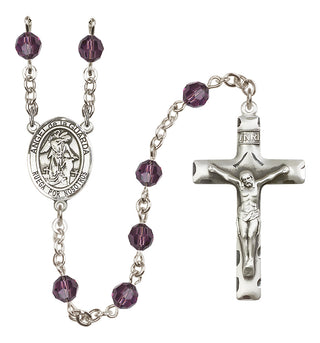 Sterling Silver 6mm Austrian Crystal Angel de la Guardia Rosary in Amethyst