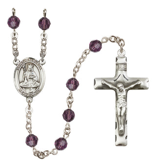 Sterling Silver 6mm Austrian Crystal Saint Walburga Rosary in Amethyst