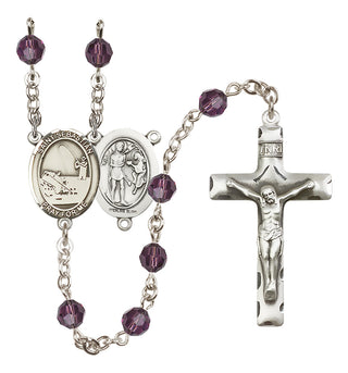 Sterling Silver 6mm Austrian Crystal Saint Sebastian / Fishing Rosary in Amethyst