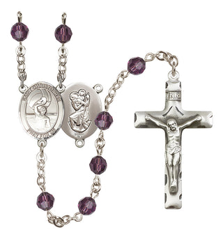 Sterling Silver 6mm Saint Christopher/Water Polo Men Rosary