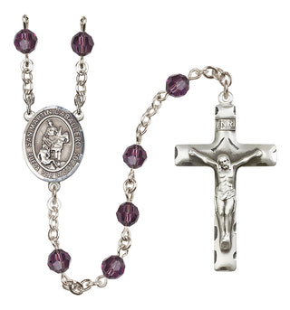 Sterling Silver 6mm Austrian Crystal San Martin Caballero Rosary in Amethyst