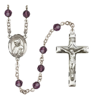Sterling Silver 6mm Austrian Crystal Saint John Neumann Rosary in Amethyst
