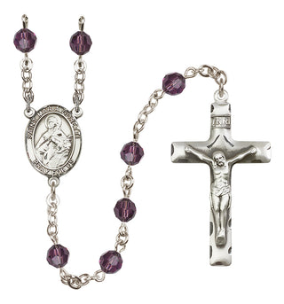 Sterling Silver 6mm Austrian Crystal Saint Maria Goretti Rosary in Amethyst