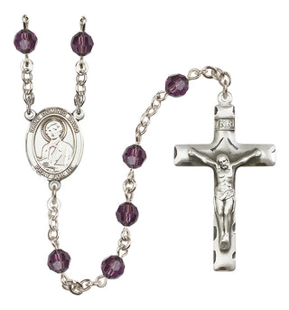 Sterling Silver 6mm Austrian Crystal Saint Dominic Savio Rosary in Amethyst