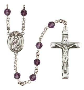 Sterling Silver 6mm Austrian Crystal Saint Matilda Rosary in Amethyst