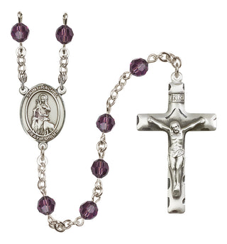 Sterling Silver 6mm Austrian Crystal Saint Rachel Rosary in Amethyst