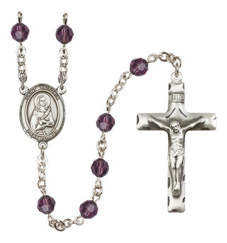 Sterling Silver 6mm Austrian Crystal Saint Victoria Rosary in Amethyst