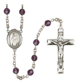 Sterling Silver 6mm Austrian Crystal Saint Hildegard von Bingen Rosary in Amethyst