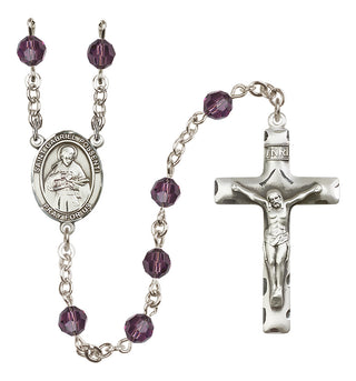 Sterling Silver 6mm Austrian Crystal Saint Gabriel Possenti Rosary in Amethyst