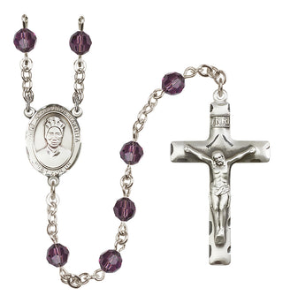 Sterling Silver 6mm Austrian Crystal Saint Josephine Bakhita Rosary in Amethyst