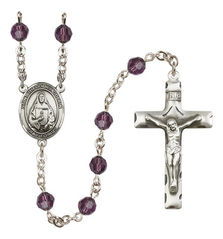 Sterling Silver 6mm Austrian Crystal Saint Theodora Rosary in Amethyst