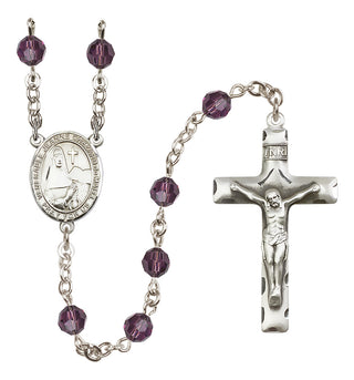 Sterling Silver 6mm Austrian Crystal Saint Jeanne Chezard de Matel Rosary in Amethyst