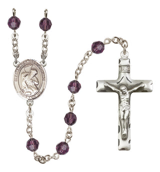 Sterling Silver 6mm Austrian Crystal Blessed Herman the Cripple Rosary in Amethyst