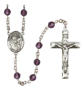 Sterling Silver 6mm Austrian Crystal Saint Margaret Mary Alacoque Rosary in Amethyst