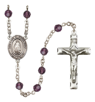 Sterling Silver 6mm Austrian Crystal Our Lady of Good Help Rosary in Amethyst