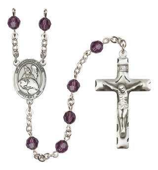 Sterling Silver 6mm Guardian Angel Protector  Engraved Catholic Rosaries