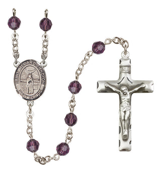 Sterling Silver 6mm Austrian Crystal Saint Medard of Noyon Rosary in Amethyst