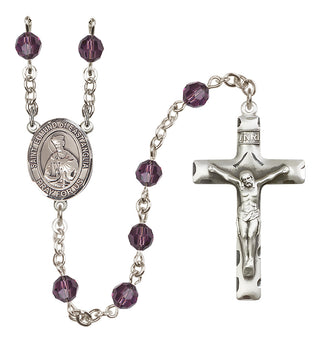 Sterling Silver 6mm Austrian Crystal Saint Edmund of East Anglia Rosary in Amethyst