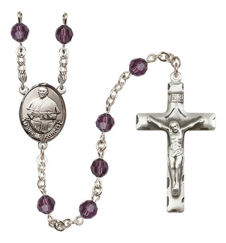 Sterling Silver 6mm Austrian Crystal Pope Francis Rosary in Amethyst