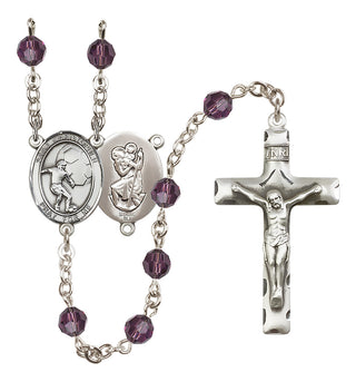 Sterling Silver 6mm Saint Christopher/Soccer Rosary