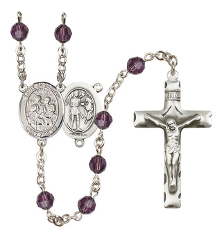 Sterling Silver 6mm Austrian Crystal Saint Sebastian / Choir Rosary in Amethyst